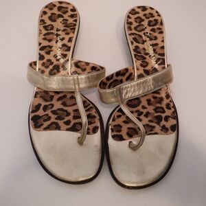 Dolce & Gabbana animal print and gold sandals, size 6.5